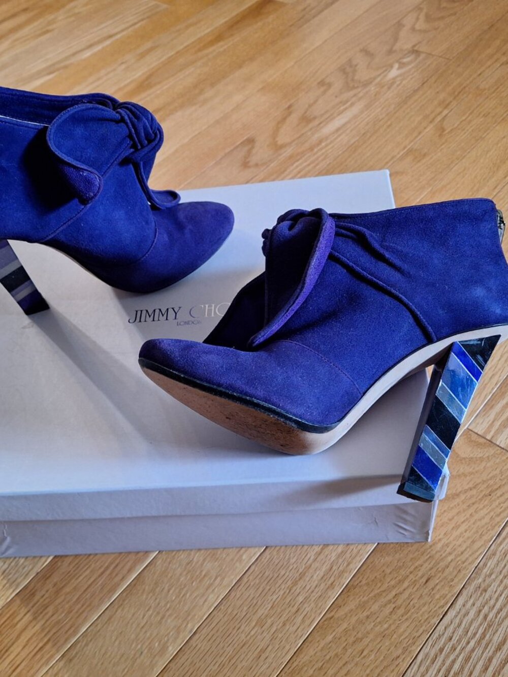 Jimmy Choo Colorblock heel purple suede booties - Picture 16 of 16